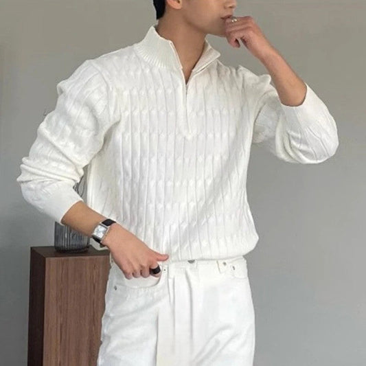 ELITE AND CO MENSWEAR ZIPPED WHITE SWEATER